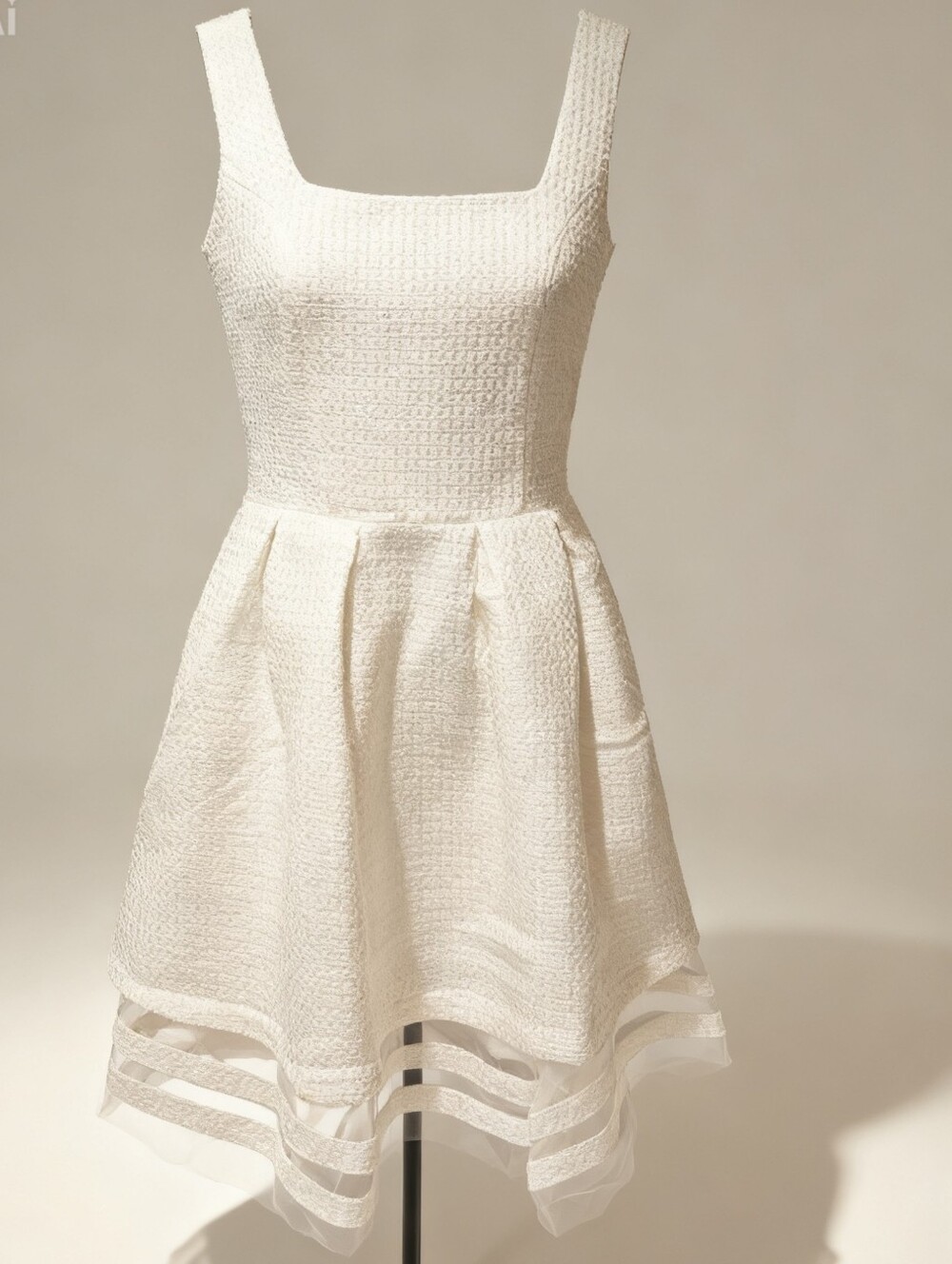 Just Me Ivory Textured Sleeveless Tweed Dress S,M,L Available